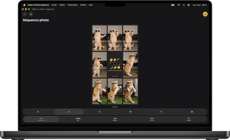 Une séquence photo générée dans la fenêtre de l’app sur Mac.