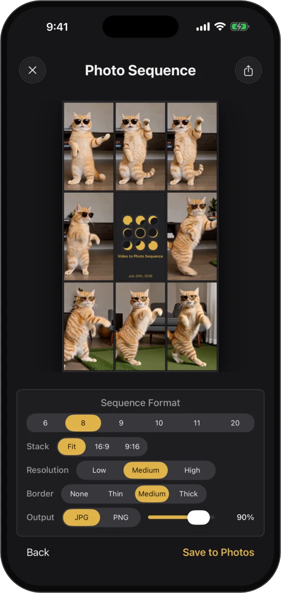 A rendered photo sequence on iPhone.