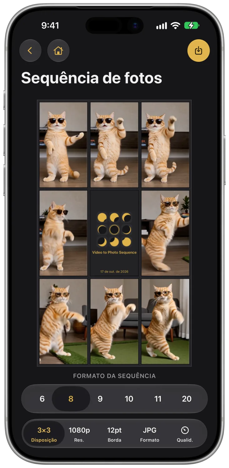 Uma sequência de fotos renderizada no iPhone.